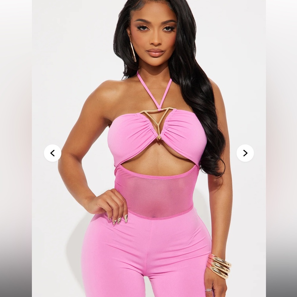 Fashion Nova Pink Halter Jumpsuit